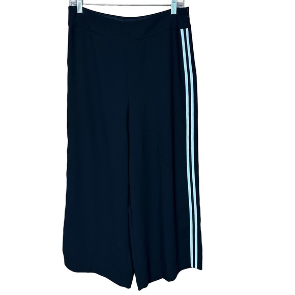 Express High Rise Cropped Black White Striped Side Career Culotte Pants 10 NWOT - Picture 1 of 6